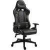 HOMCOM Fauteuil Gaming Militaire - Chaise Gamer - Inclinable, Hauteur Réglable Assise, Accoudoirs, Pivotant - Coussin Lombaires Massant, Tétière - Revêtement Synthétique Noir Vert - Vert -France HOMCOM Soldes 2022 25007609 1