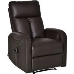 HOMCOM Fauteuil De Massage Relaxation électrique Inclinable 180° Avec Repose-pied Ajustable Coloris Marron