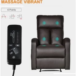 HOMCOM Fauteuil De Massage Relaxation électrique Inclinable 180° Avec Repose-pied Ajustable Coloris Marron -France HOMCOM Soldes 2022 25007674 4