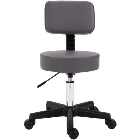 HOMCOM Tabouret Massage à Roulettes Réglable En Hauteur Pivotant Dossier Ergonomique Gris 3 HOMCOM Tabouret Massage à Roulettes Réglable En Hauteur Pivotant Dossier Ergonomique Gris