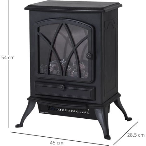 HOMCOM Cheminée électrique Poêle Style Rétro Thermostat 1000-2000 W Noir 5 HOMCOM Cheminée électrique Poêle Style Rétro Thermostat 1000-2000 W Noir – Image 3