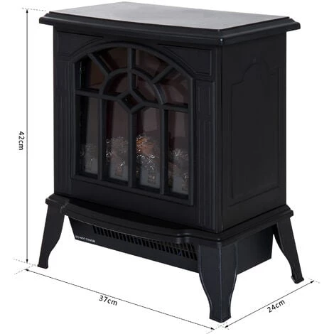 HOMCOM Cheminée électrique Poêle Style Rétro 900-1800 W Simulation Flammes LED Porte Noir - Noir 5 HOMCOM Cheminée électrique Poêle Style Rétro 900-1800 W Simulation Flammes LED Porte Noir - Noir – Image 3