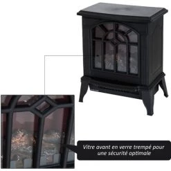 HOMCOM Cheminée électrique Poêle Style Rétro 900-1800 W Simulation Flammes LED Porte Noir - Noir 11 HOMCOM Cheminée électrique Poêle Style Rétro 900-1800 W Simulation Flammes LED Porte Noir - Noir -France HOMCOM Soldes 2022 25007753 5