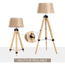 HOMCOM Lampadaire Trépied Hauteur Réglable 65 X 65 X 99-143 Cm Lampe De Sol 40 W Bois Style Nordique Beige 10 HOMCOM Lampadaire Trépied Hauteur Réglable 65 X 65 X 99-143 Cm Lampe De Sol 40 W Bois Style Nordique Beige -France HOMCOM Soldes 2022 25007767 5