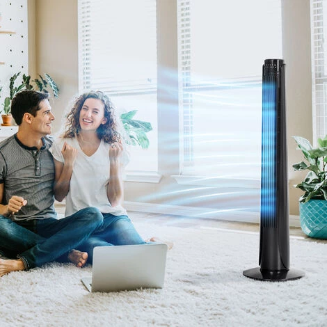 HOMCOM Ventilateur Colonne Tour Oscillant 50 W Ultra Silencieux Télécommande Incluse Minuterie 3 Modes 3 Vitesses Ø 27 X 92 Cm Noir - Noir 4 HOMCOM Ventilateur Colonne Tour Oscillant 50 W Ultra Silencieux Télécommande Incluse Minuterie 3 Modes 3 Vitesses Ø 27 X 92 Cm Noir - Noir – Image 2