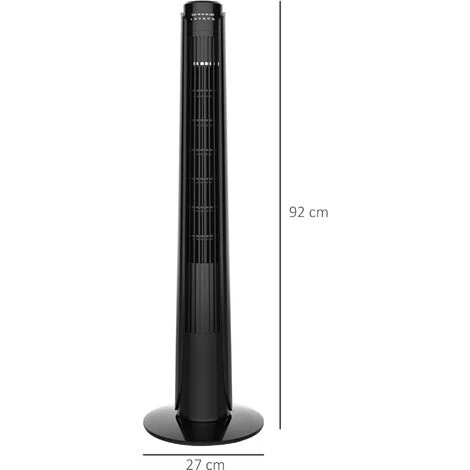 HOMCOM Ventilateur Colonne Tour Oscillant 50 W Ultra Silencieux Télécommande Incluse Minuterie 3 Modes 3 Vitesses Ø 27 X 92 Cm Noir - Noir 5 HOMCOM Ventilateur Colonne Tour Oscillant 50 W Ultra Silencieux Télécommande Incluse Minuterie 3 Modes 3 Vitesses Ø 27 X 92 Cm Noir - Noir – Image 3