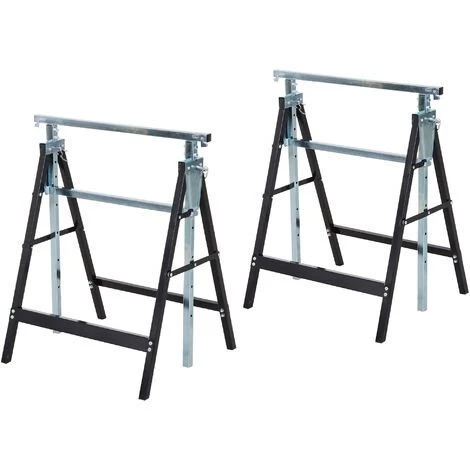 HOMCOM Lot De 2 Tréteaux Pliables Télescopiques Hauteur Réglable 80-130 Cm Noir 3 HOMCOM Lot De 2 Tréteaux Pliables Télescopiques Hauteur Réglable 80-130 Cm Noir
