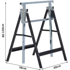 HOMCOM Lot De 2 Tréteaux Pliables Télescopiques Hauteur Réglable 80-130 Cm Noir 9 HOMCOM Lot De 2 Tréteaux Pliables Télescopiques Hauteur Réglable 80-130 Cm Noir -France HOMCOM Soldes 2022 25007821 3