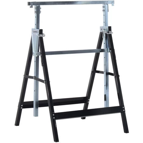 HOMCOM Lot De 2 Tréteaux Pliables Télescopiques Hauteur Réglable 80-130 Cm Noir 6 HOMCOM Lot De 2 Tréteaux Pliables Télescopiques Hauteur Réglable 80-130 Cm Noir – Image 4