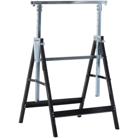 HOMCOM Lot De 2 Tréteaux Pliables Télescopiques Hauteur Réglable 80-130 Cm Noir 7 HOMCOM Lot De 2 Tréteaux Pliables Télescopiques Hauteur Réglable 80-130 Cm Noir – Image 5