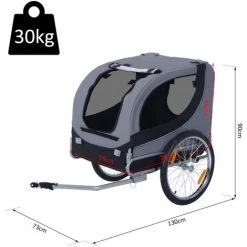 HOMCOM Remorque Velo Pour Chien Animaux Avec Drapeau Et 8 Reflecteurs Gris Et Noir - Gris Noir 9 HOMCOM Remorque Velo Pour Chien Animaux Avec Drapeau Et 8 Reflecteurs Gris Et Noir - Gris Noir -France HOMCOM Soldes 2022 25007863 3