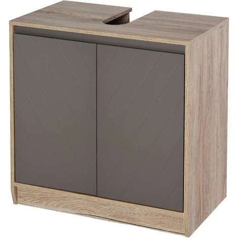 HOMCOM Meuble Salle De Bain - Meuble Sous-vasque - Placard 2 Portes Avec étagère - Dim. 60L X 30l X 59H Cm - Panneaux Particules Chêne Clair Gris 3 HOMCOM Meuble Salle De Bain - Meuble Sous-vasque - Placard 2 Portes Avec étagère - Dim. 60L X 30l X 59H Cm - Panneaux Particules Chêne Clair Gris