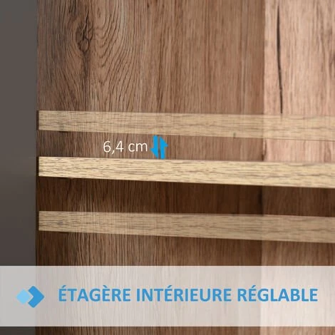 HOMCOM Meuble Salle De Bain - Meuble Sous-vasque - Placard 2 Portes Avec étagère - Dim. 60L X 30l X 59H Cm - Panneaux Particules Chêne Clair Gris 7 HOMCOM Meuble Salle De Bain - Meuble Sous-vasque - Placard 2 Portes Avec étagère - Dim. 60L X 30l X 59H Cm - Panneaux Particules Chêne Clair Gris – Image 5