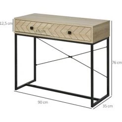HOMCOM Table Console Industriel 2 Tiroirs Bois Naturel Pieds Métal Dim. 90 X 35 X 76 Cm - Bois Naturel 9 HOMCOM Table Console Industriel 2 Tiroirs Bois Naturel Pieds Métal Dim. 90 X 35 X 76 Cm - Bois Naturel -France HOMCOM Soldes 2022 25008111 3