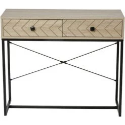 HOMCOM Table Console Industriel 2 Tiroirs Bois Naturel Pieds Métal Dim. 90 X 35 X 76 Cm - Bois Naturel 11 HOMCOM Table Console Industriel 2 Tiroirs Bois Naturel Pieds Métal Dim. 90 X 35 X 76 Cm - Bois Naturel -France HOMCOM Soldes 2022 25008111 5