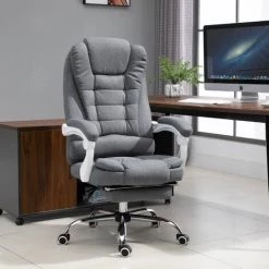 HOMCOM Fauteuil De Bureau Manager Grand Confort Repose-pied Dossier Inclinable Accoudoirs Rembourrés Lin Gris - Gris 8 HOMCOM Fauteuil De Bureau Manager Grand Confort Repose-pied Dossier Inclinable Accoudoirs Rembourrés Lin Gris - Gris -France HOMCOM Soldes 2022 25008360 2