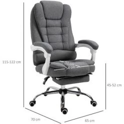 HOMCOM Fauteuil De Bureau Manager Grand Confort Repose-pied Dossier Inclinable Accoudoirs Rembourrés Lin Gris - Gris 9 HOMCOM Fauteuil De Bureau Manager Grand Confort Repose-pied Dossier Inclinable Accoudoirs Rembourrés Lin Gris - Gris -France HOMCOM Soldes 2022 25008360 3