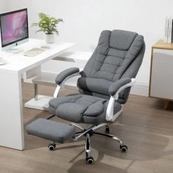 HOMCOM Fauteuil De Bureau Manager Grand Confort Repose-pied Dossier Inclinable Accoudoirs Rembourrés Lin Gris - Gris 10 HOMCOM Fauteuil De Bureau Manager Grand Confort Repose-pied Dossier Inclinable Accoudoirs Rembourrés Lin Gris - Gris -France HOMCOM Soldes 2022 25008360 4