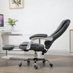 HOMCOM Fauteuil De Bureau Manager Grand Confort Repose-pied Dossier Inclinable Accoudoirs Rembourrés Lin Gris - Gris 11 HOMCOM Fauteuil De Bureau Manager Grand Confort Repose-pied Dossier Inclinable Accoudoirs Rembourrés Lin Gris - Gris -France HOMCOM Soldes 2022 25008360 5
