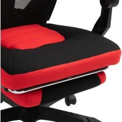 HOMCOM HOMCOM Fauteuil Gaming Chaise Gamer Dossier Et Hauteur Réglable Roulettes Pivotantes Repose-pied Tissu Maille Rouge Noir -France HOMCOM Soldes 2022 25008362 5
