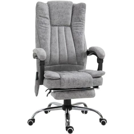 HOMCOM Fauteuil De Bureau Direction Massant Chauffant Hauteur Réglable Dossier Inclinable Repose-pied Revêtement Synthétique Gris 3 HOMCOM Fauteuil De Bureau Direction Massant Chauffant Hauteur Réglable Dossier Inclinable Repose-pied Revêtement Synthétique Gris