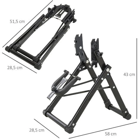 HOMCOM Stand De Réparation De Roue De Vélo - Pied D'atelier Vélo Pliable - Compatible Pneus 20-29 Pouces - Acier Noir - Noir 5 HOMCOM Stand De Réparation De Roue De Vélo - Pied D'atelier Vélo Pliable - Compatible Pneus 20-29 Pouces - Acier Noir - Noir – Image 3