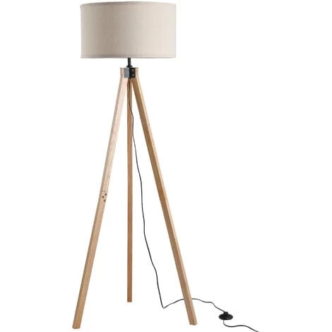 HOMCOM Lampadaire Trépied Style Scandinave 40 W Max. Dim. 45L X 45l X 152H Cm Bois De Pin Lin Beige - Beige 3 HOMCOM Lampadaire Trépied Style Scandinave 40 W Max. Dim. 45L X 45l X 152H Cm Bois De Pin Lin Beige - Beige