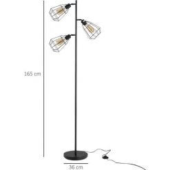 HOMCOM Lampadaire Design Industriel 3 Ampoules Max. 40 W Abat-jour Cage Métal Noir - Noir 9 HOMCOM Lampadaire Design Industriel 3 Ampoules Max. 40 W Abat-jour Cage Métal Noir - Noir -France HOMCOM Soldes 2022 25008491 3