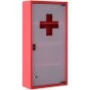 HOMCOM Armoire à Pharmacie 3 étagères 4 Niveaux Verrouillable Porte Verre Trempé Dépoli Logo Croix 30L X 12l X 60H Cm Acier Inox Rouge - Rouge
