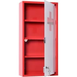 HOMCOM Armoire à Pharmacie 3 étagères 4 Niveaux Verrouillable Porte Verre Trempé Dépoli Logo Croix 30L X 12l X 60H Cm Acier Inox Rouge - Rouge 10 HOMCOM Armoire à Pharmacie 3 étagères 4 Niveaux Verrouillable Porte Verre Trempé Dépoli Logo Croix 30L X 12l X 60H Cm Acier Inox Rouge - Rouge -France HOMCOM Soldes 2022 25008663 4