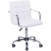 HOMCOM Chaise De Bureau Fauteuil Manager Pivotant Hauteur Réglable Revêtement Synthétique Capitonné Blanc - Blanc -France HOMCOM Soldes 2022 25008667 1