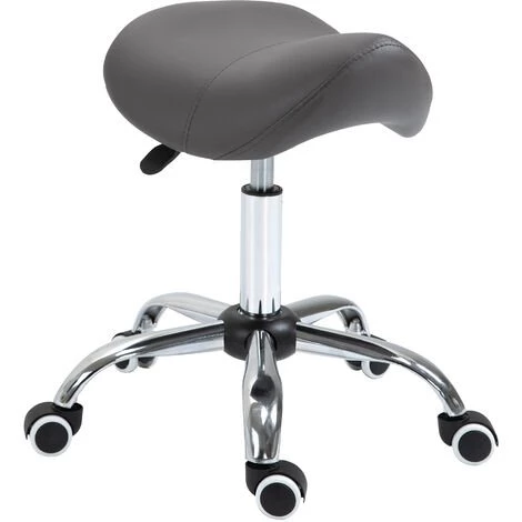 HOMCOM Tabouret De Massage Tabouret Selle Ergonomique Pivotant 360° Hauteur Réglable Revêtement Synthétique Gris Chromé 3 HOMCOM Tabouret De Massage Tabouret Selle Ergonomique Pivotant 360° Hauteur Réglable Revêtement Synthétique Gris Chromé