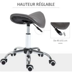 HOMCOM Tabouret De Massage Tabouret Selle Ergonomique Pivotant 360° Hauteur Réglable Revêtement Synthétique Gris Chromé 10 HOMCOM Tabouret De Massage Tabouret Selle Ergonomique Pivotant 360° Hauteur Réglable Revêtement Synthétique Gris Chromé -France HOMCOM Soldes 2022 25008668 4