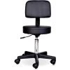 HOMCOM Tabouret Massage A Roulettes Reglable En Hauteur Pivotant Avec Dossier Ergonomique Noir