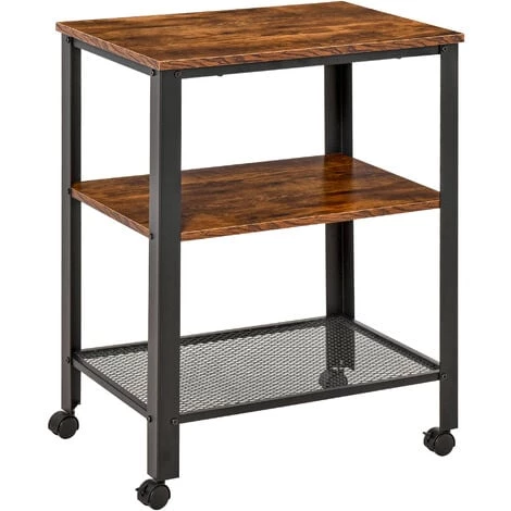 HOMCOM Chariot De Service Desserte Vintage Style Industriel 2 étagères Métal Noir Panneaux Particules Imitation Bois - Noir 3 HOMCOM Chariot De Service Desserte Vintage Style Industriel 2 étagères Métal Noir Panneaux Particules Imitation Bois - Noir