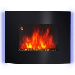 HOMCOM Cheminée électrique Murale éclairages Latéraux LED Design Avant-gardiste Affichage LED Avec Télécommande Et Minuterie 900/1800 W Luminosité Réglable Noir - Noir