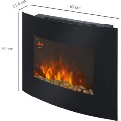 HOMCOM Cheminée électrique Murale éclairages Latéraux LED Design Avant-gardiste Affichage LED Avec Télécommande Et Minuterie 900/1800 W Luminosité Réglable Noir - Noir -France HOMCOM Soldes 2022 25008790 3