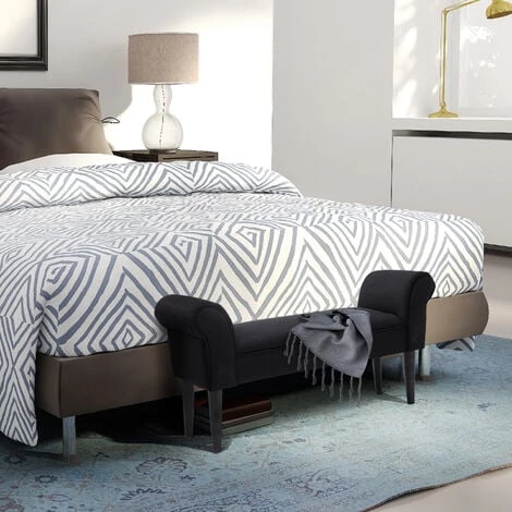 HOMCOM Banc Banquette Design Contemporain Accoudoirs Courbés Grand Confort 102L X 31l X 51H Cm Noir - Noir 4 HOMCOM Banc Banquette Design Contemporain Accoudoirs Courbés Grand Confort 102L X 31l X 51H Cm Noir - Noir – Image 2