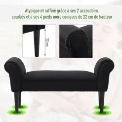 HOMCOM Banc Banquette Design Contemporain Accoudoirs Courbés Grand Confort 102L X 31l X 51H Cm Noir - Noir 11 HOMCOM Banc Banquette Design Contemporain Accoudoirs Courbés Grand Confort 102L X 31l X 51H Cm Noir - Noir -France HOMCOM Soldes 2022 25008814 5