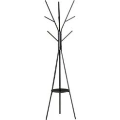 HOMCOM Porte-manteau Trépied Design Contemporain Branches étagère + 9 Patères Dim. 45L X 45l X 180H Cm Métal Noir - Noir