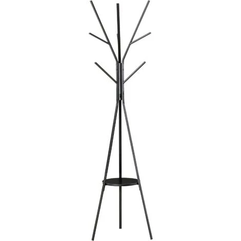 HOMCOM Porte-manteau Trépied Design Contemporain Branches étagère + 9 Patères Dim. 45L X 45l X 180H Cm Métal Noir - Noir 3 HOMCOM Porte-manteau Trépied Design Contemporain Branches étagère + 9 Patères Dim. 45L X 45l X 180H Cm Métal Noir - Noir