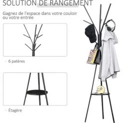 HOMCOM Porte-manteau Trépied Design Contemporain Branches étagère + 9 Patères Dim. 45L X 45l X 180H Cm Métal Noir - Noir 11 HOMCOM Porte-manteau Trépied Design Contemporain Branches étagère + 9 Patères Dim. 45L X 45l X 180H Cm Métal Noir - Noir -France HOMCOM Soldes 2022 25008819 5