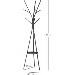 HOMCOM Porte-manteau Trépied Design Contemporain Branches étagère + 9 Patères Dim. 45L X 45l X 180H Cm Métal Marron - Marron 9 HOMCOM Porte-manteau Trépied Design Contemporain Branches étagère + 9 Patères Dim. 45L X 45l X 180H Cm Métal Marron - Marron -France HOMCOM Soldes 2022 25008820 3