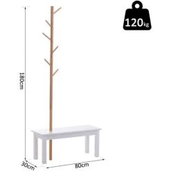 HOMCOM Banc Porte-manteaux 2 En 1 Design Contemporain Cosy Dim. 80L X 30l X 180H Cm MDF Blanc Bois Massif Bambou - Blanc 9 HOMCOM Banc Porte-manteaux 2 En 1 Design Contemporain Cosy Dim. 80L X 30l X 180H Cm MDF Blanc Bois Massif Bambou - Blanc -France HOMCOM Soldes 2022 25008825 3
