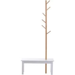 HOMCOM Banc Porte-manteaux 2 En 1 Design Contemporain Cosy Dim. 80L X 30l X 180H Cm MDF Blanc Bois Massif Bambou - Blanc 11 HOMCOM Banc Porte-manteaux 2 En 1 Design Contemporain Cosy Dim. 80L X 30l X 180H Cm MDF Blanc Bois Massif Bambou - Blanc -France HOMCOM Soldes 2022 25008825 5
