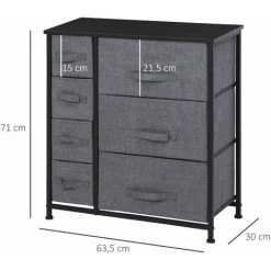 HOMCOM Meuble De Rangement Commode Design 64L X 30l X 71H Cm 7 Tiroirs Métal MDF Non Tissé Noir 9 HOMCOM Meuble De Rangement Commode Design 64L X 30l X 71H Cm 7 Tiroirs Métal MDF Non Tissé Noir -France HOMCOM Soldes 2022 25008831 3