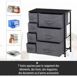 HOMCOM Meuble De Rangement Commode Design 64L X 30l X 71H Cm 7 Tiroirs Métal MDF Non Tissé Noir 10 HOMCOM Meuble De Rangement Commode Design 64L X 30l X 71H Cm 7 Tiroirs Métal MDF Non Tissé Noir -France HOMCOM Soldes 2022 25008831 4