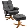 HOMCOM Fauteuil Relax Inclinable Style Contemporain Repose-pieds Coffre Rangement Revêtement Synthétique Acier Bois Noir - Noir