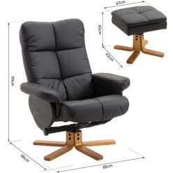 HOMCOM Fauteuil Relax Inclinable Style Contemporain Repose-pieds Coffre Rangement Revêtement Synthétique Acier Bois Noir - Noir 9 HOMCOM Fauteuil Relax Inclinable Style Contemporain Repose-pieds Coffre Rangement Revêtement Synthétique Acier Bois Noir - Noir -France HOMCOM Soldes 2022 25008855 3