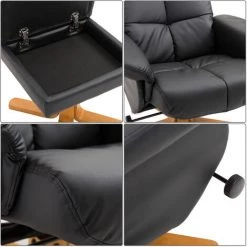 HOMCOM Fauteuil Relax Inclinable Style Contemporain Repose-pieds Coffre Rangement Revêtement Synthétique Acier Bois Noir - Noir 11 HOMCOM Fauteuil Relax Inclinable Style Contemporain Repose-pieds Coffre Rangement Revêtement Synthétique Acier Bois Noir - Noir -France HOMCOM Soldes 2022 25008855 5